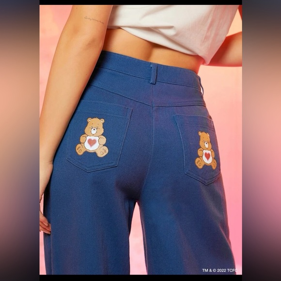 Care Bears Denim jeans with Cartoon Print Wide Leg Pants - Picture 2 of 9